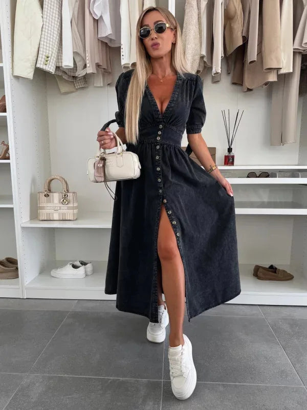 Vestito Cardigan Jeans Vita Alta